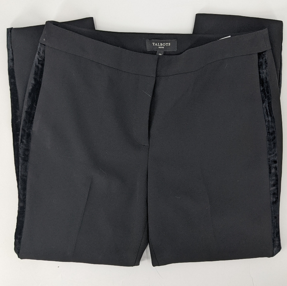 TALBOTS Velvet Accent Flat Front Cropped Pants